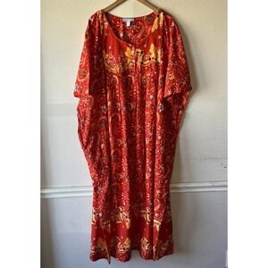 ONLY NECESSITIES Muumuu Dress Yellow/Orange  Floral 4X  (34/36) New Vacation
